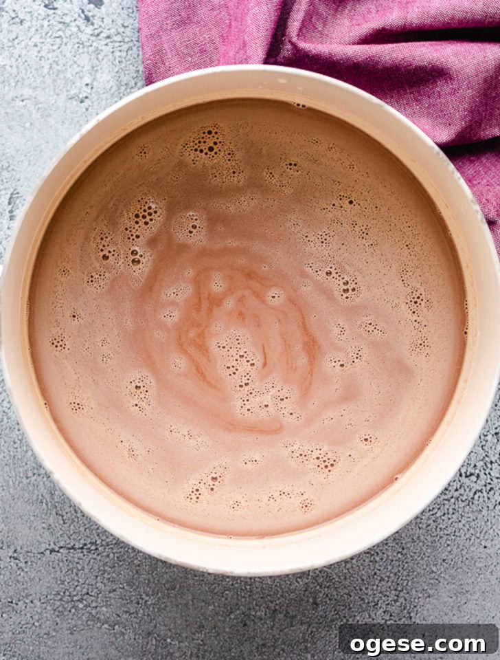 Decadent Chocolate Chip Hot Chocolate Recipe 4 Hot chocolate in a saucepan.