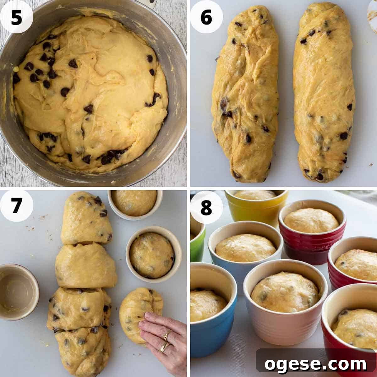 Chocolate Panettone: Decadent Italian Holiday Cake Recipe 5 Four step process showing how to shape these sweet holiday breads.
