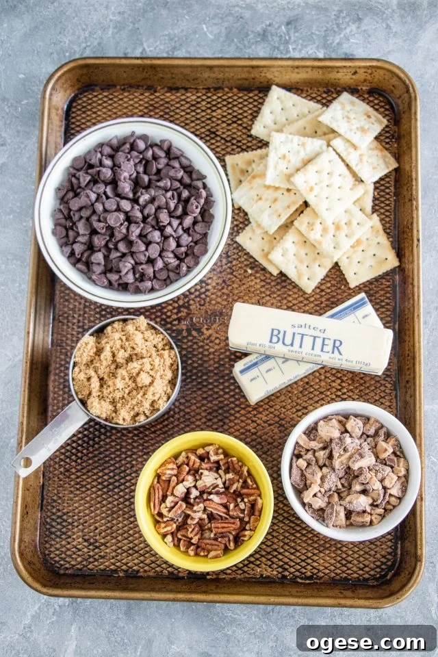 Ingredients for Saltine Toffee Bark