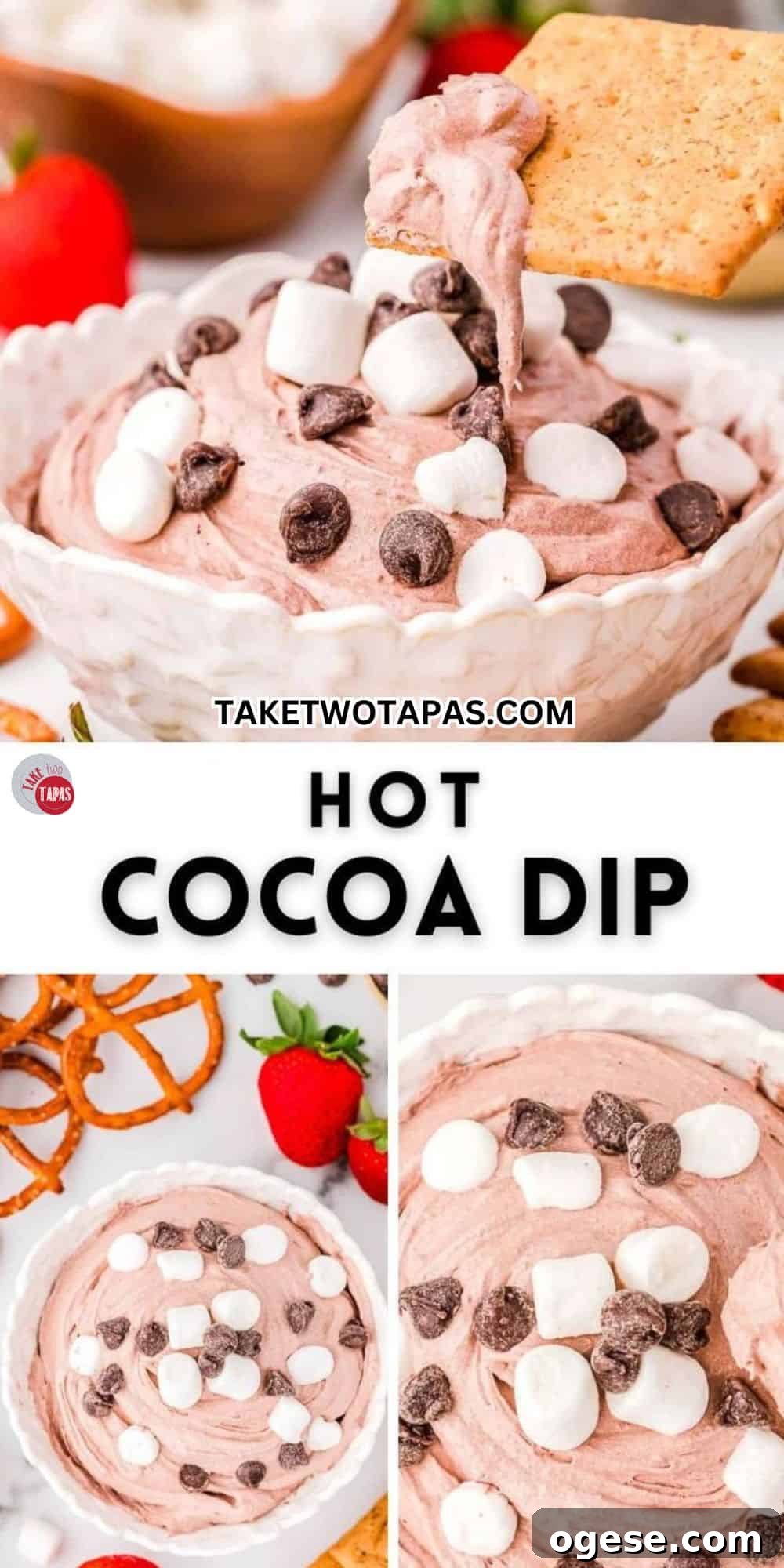 Hot Cocoa Dip Recipe for Dipping Cookies and Fruit 10 pinterest pin image for hot cocoa dip
