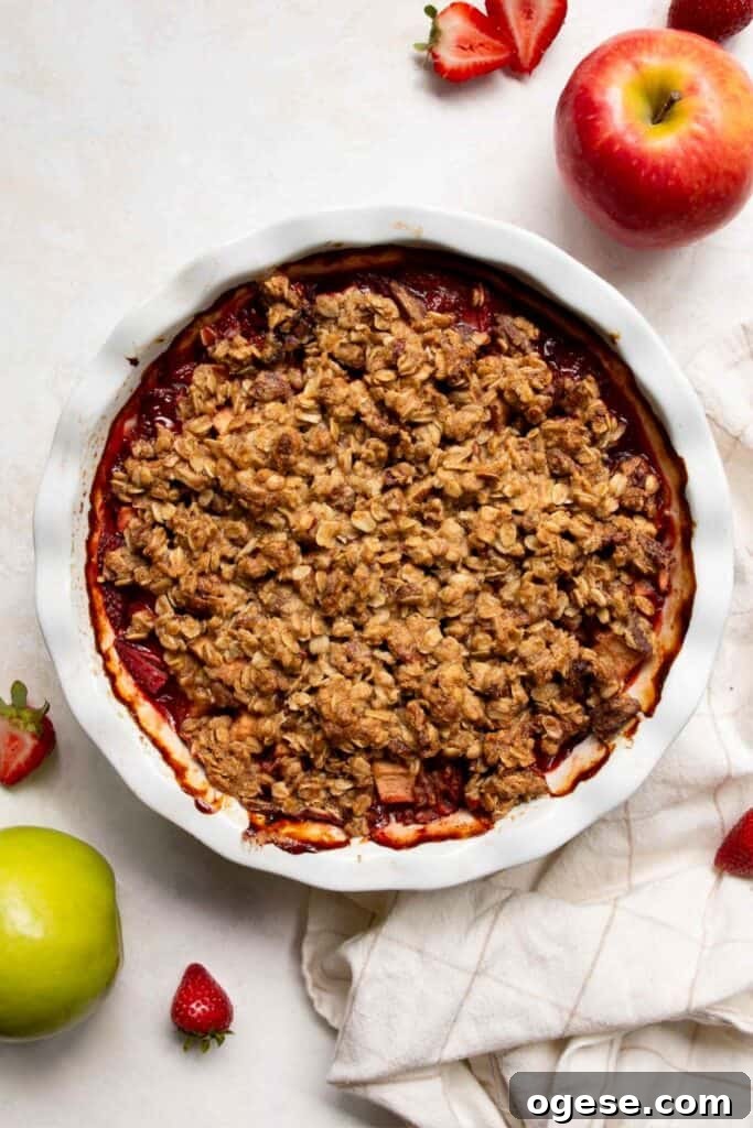 strawberry apple crumble with crisp and buttery oat topping