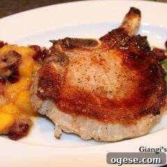 Pan-Seared Pork Chops with Peach and Pear Pan Sauce 4 pork chops with peaches and pears sauce