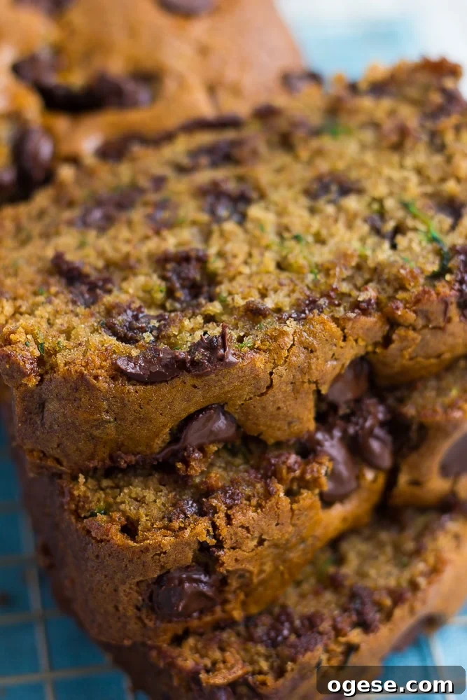 super close up shot of zucchini loaf from top.