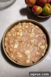 apple cake before baking