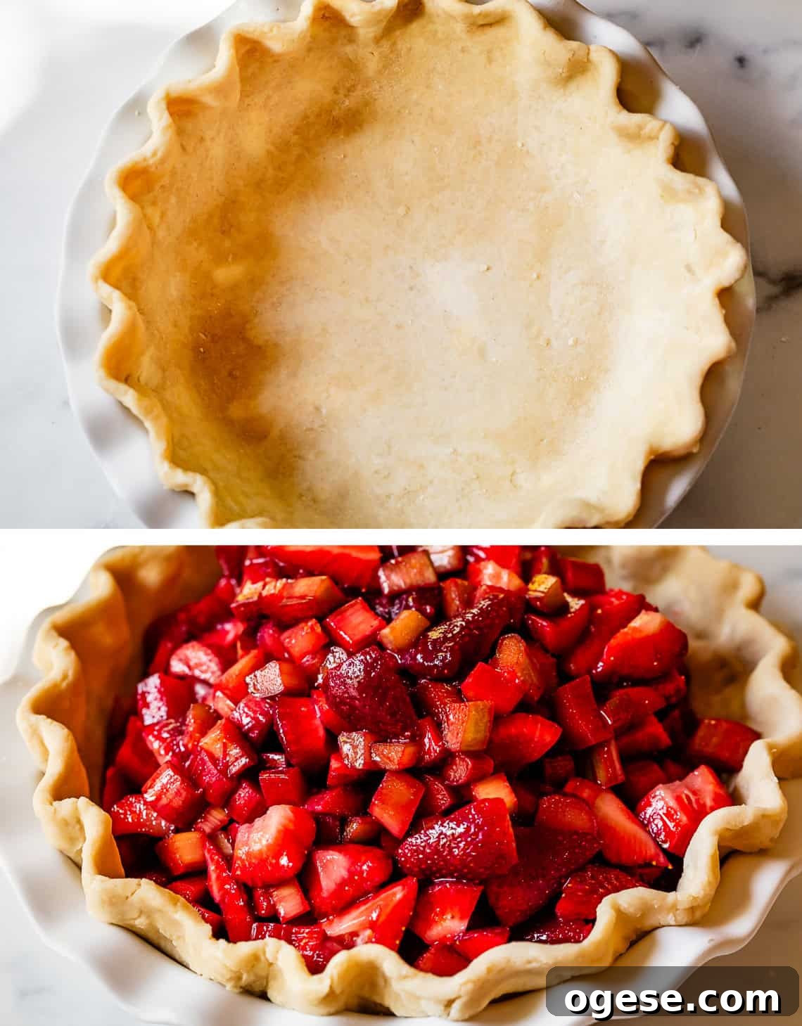 pie shell and filling poured into shell.