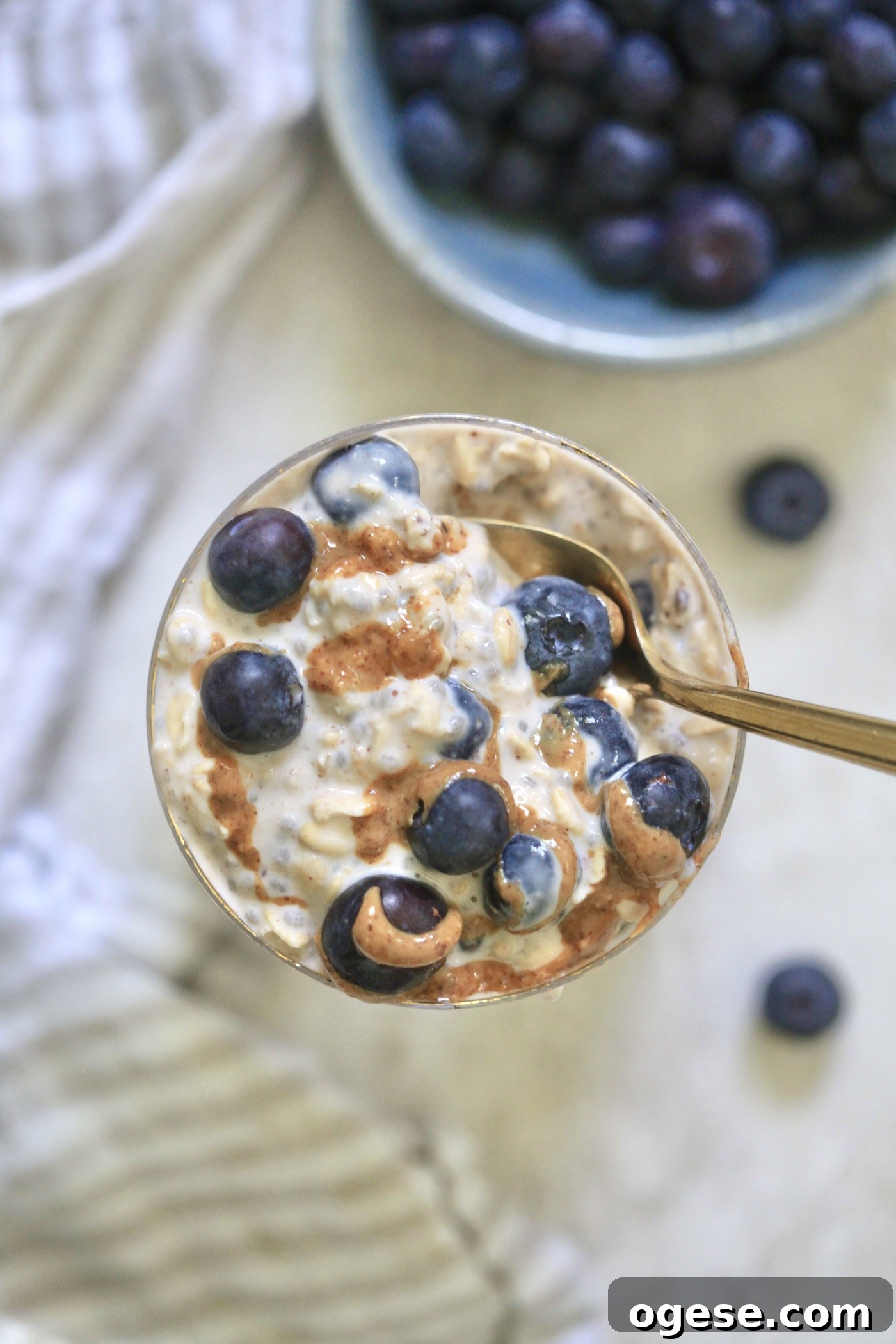 cup of oatmeal with blueberries