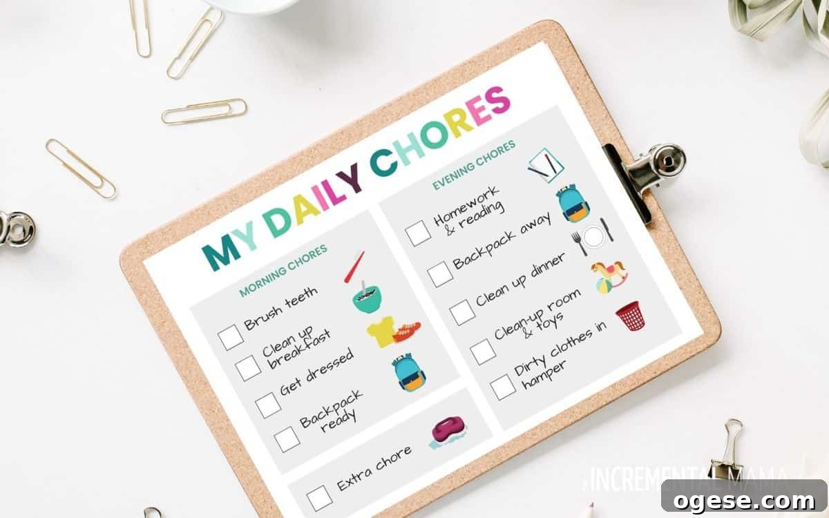 free picture chore chart for kids