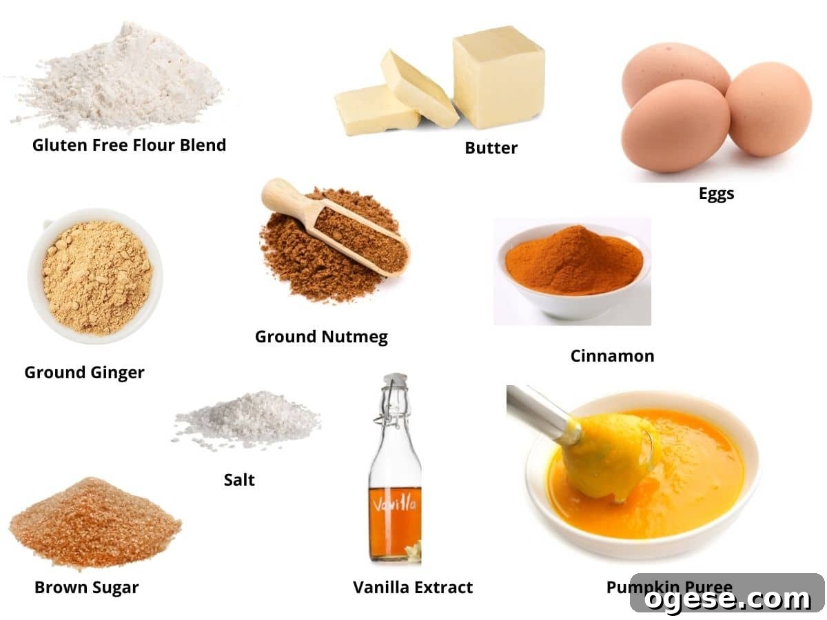 Photos of the pumpkin coffee cake ingredients.