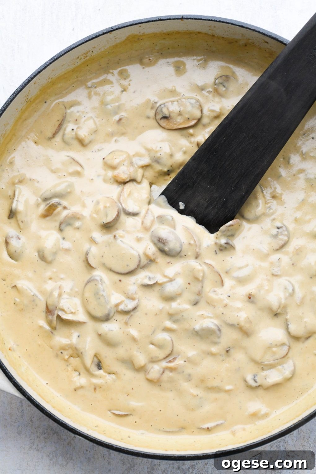 Dairy-Free Cashew Cream Green Bean Casserole (Gluten-Free) 11 Creamy mushroom sauce for green bean casserole.