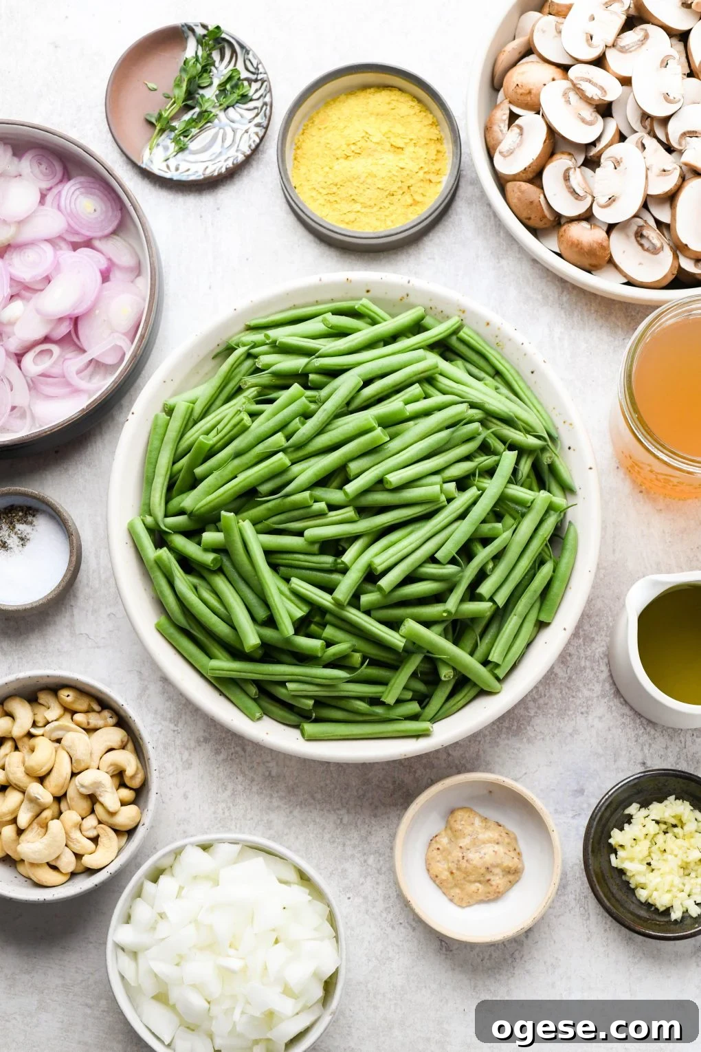 Dairy-Free Cashew Cream Green Bean Casserole (Gluten-Free) 4 Ingredients for gluten free green bean casserole.