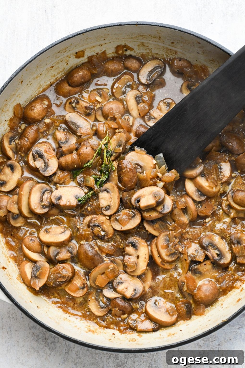 Dairy-Free Cashew Cream Green Bean Casserole (Gluten-Free) 9 Reduced mushroom sauce.