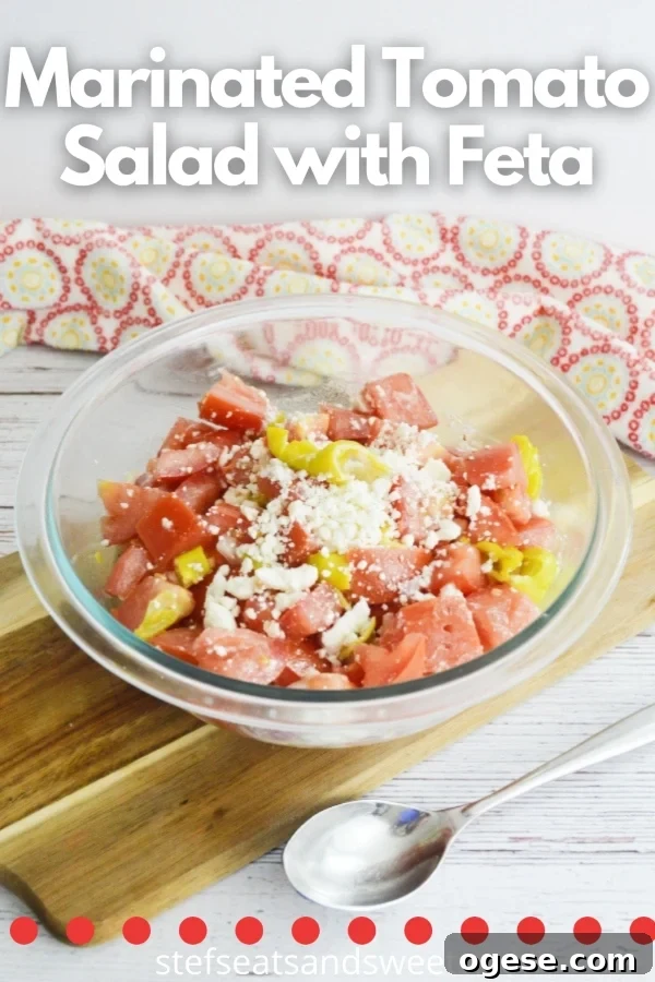 Marinated Tomato Salad With Feta Pinterest Image with Text 