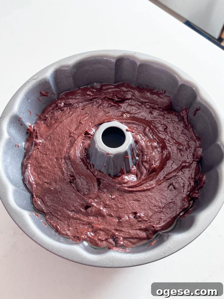 Ultimate Chocolate Overload Cake Recipe for True Chocoholics 6 Cake batter in a bundt pan.