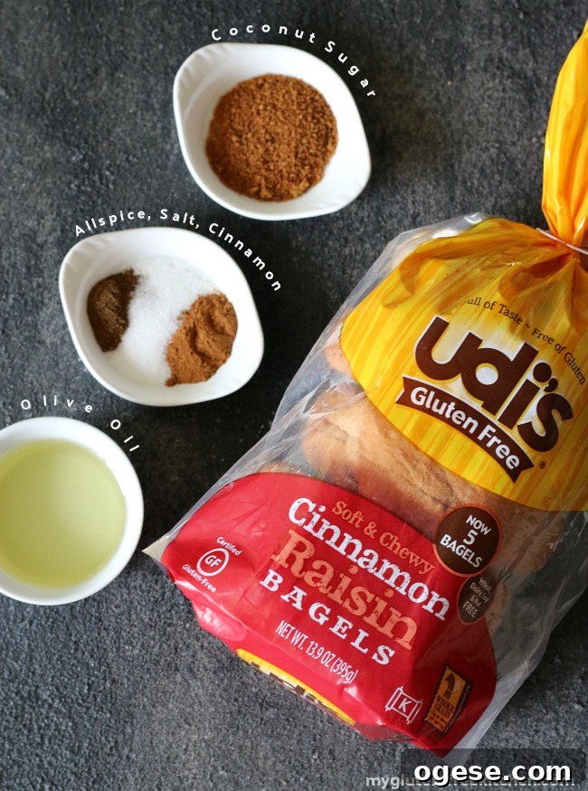 Udi's Gluten Free Cinnamon Raisin Bagels made into bagel chips