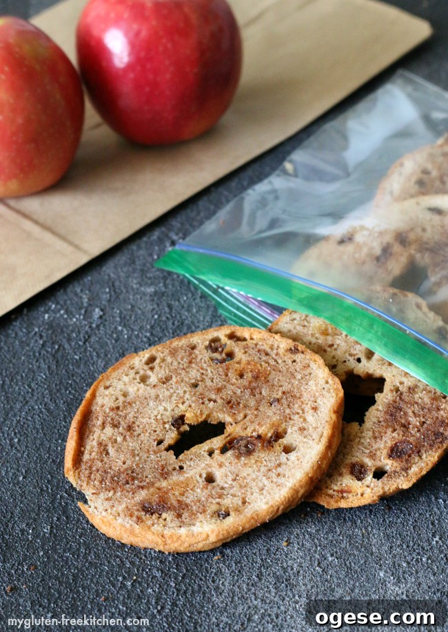 Gluten-free Cinnamon Raisin Bagel Chips for snacks
