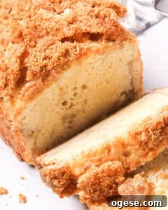 Old Fashioned Banana Bread with Streusel Topping sliced and ready to serve.