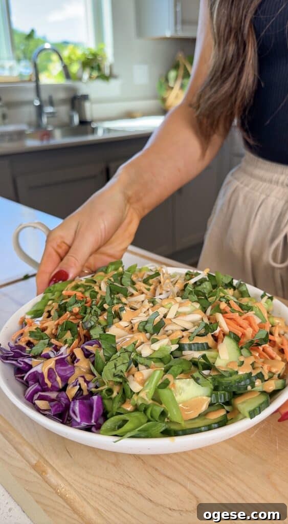 Thai chopped salad with peanut butter sesame dressing.