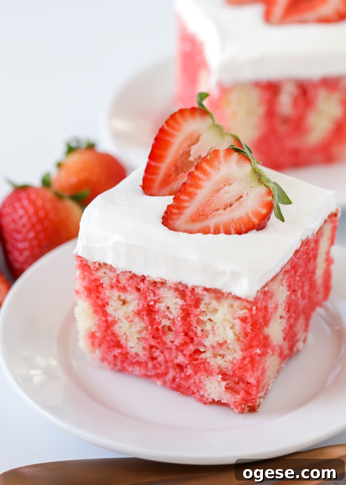 Sliced poke cake