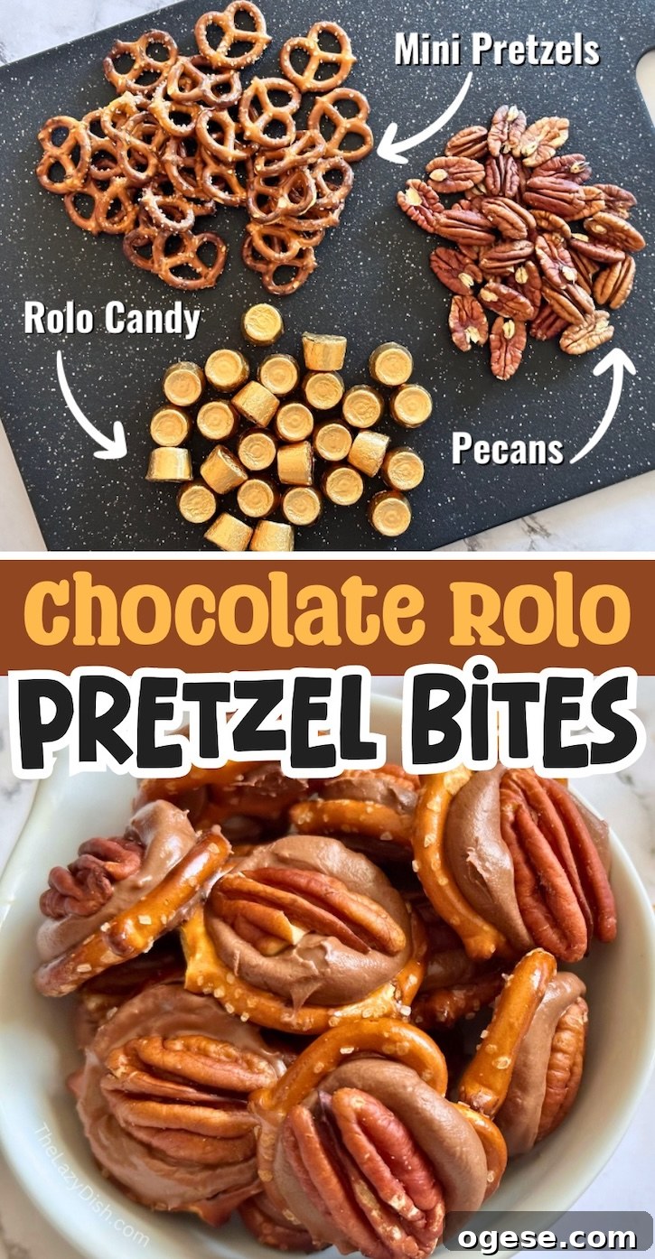 Rolo Pretzel Bites: Chocolate-Caramel Snack Recipe 10 If you're looking for fun and easy sweet party treats to make, these chocolate Rolo pretzel bites are a crowd pleaser for any occasion! Super quick and easy to make in less than 10 minutes.