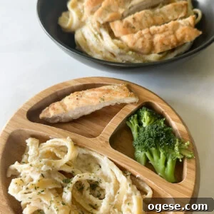 Cauliflower pasta baby and adult plates.