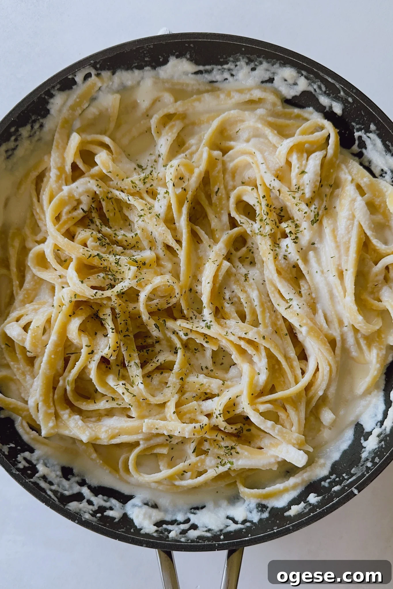 Creamy cauliflower linguini pasta.
