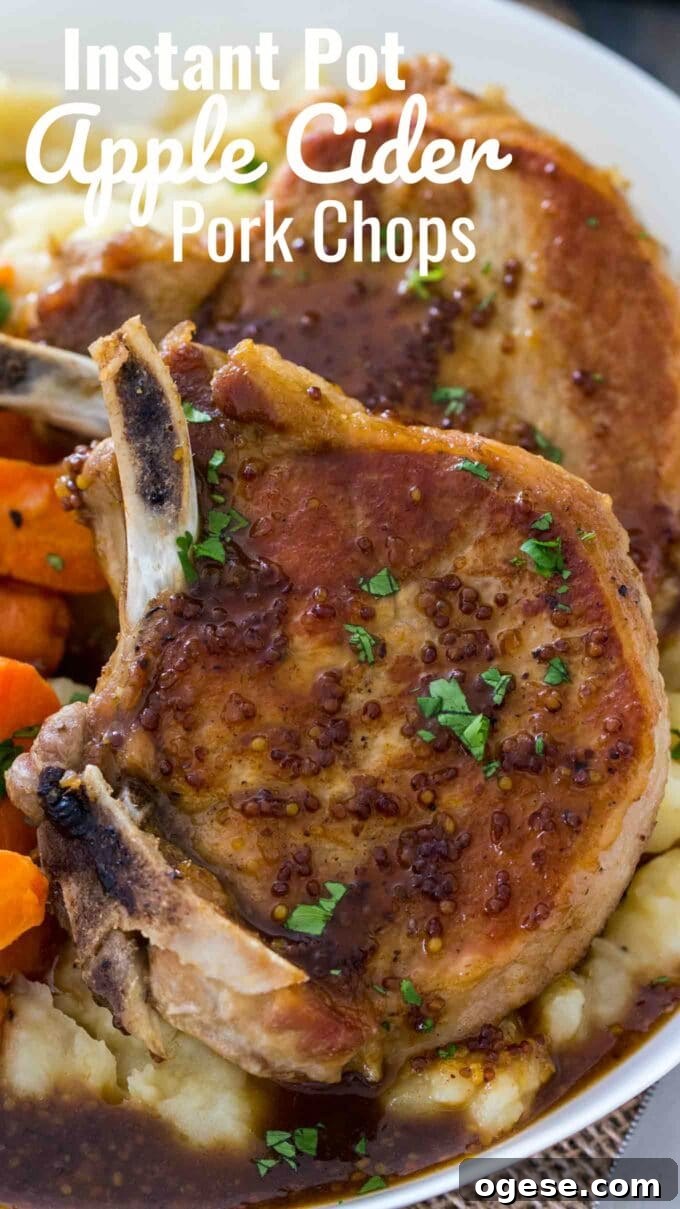 Browned and juicy instant pot apple cider pork chops.