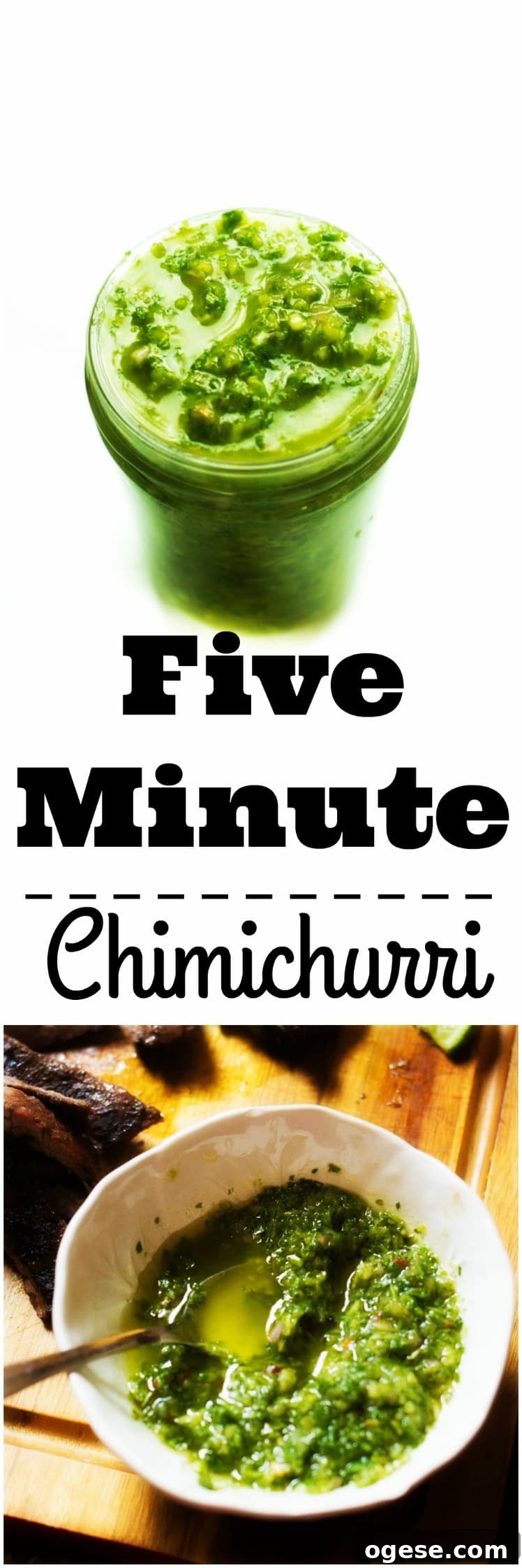 5-Minute Chimichurri Sauce Recipe for Fresh, Zesty Flavor 8 My 5 minute chimichurri sauce has a secret ingredient that sets it apart from the rest! It comes together in just a few minutes with a couple of pulses in the food processor. This sauce packs loads of garlicky flavor and is a perfect sauce, marinade and dip for just about anything!