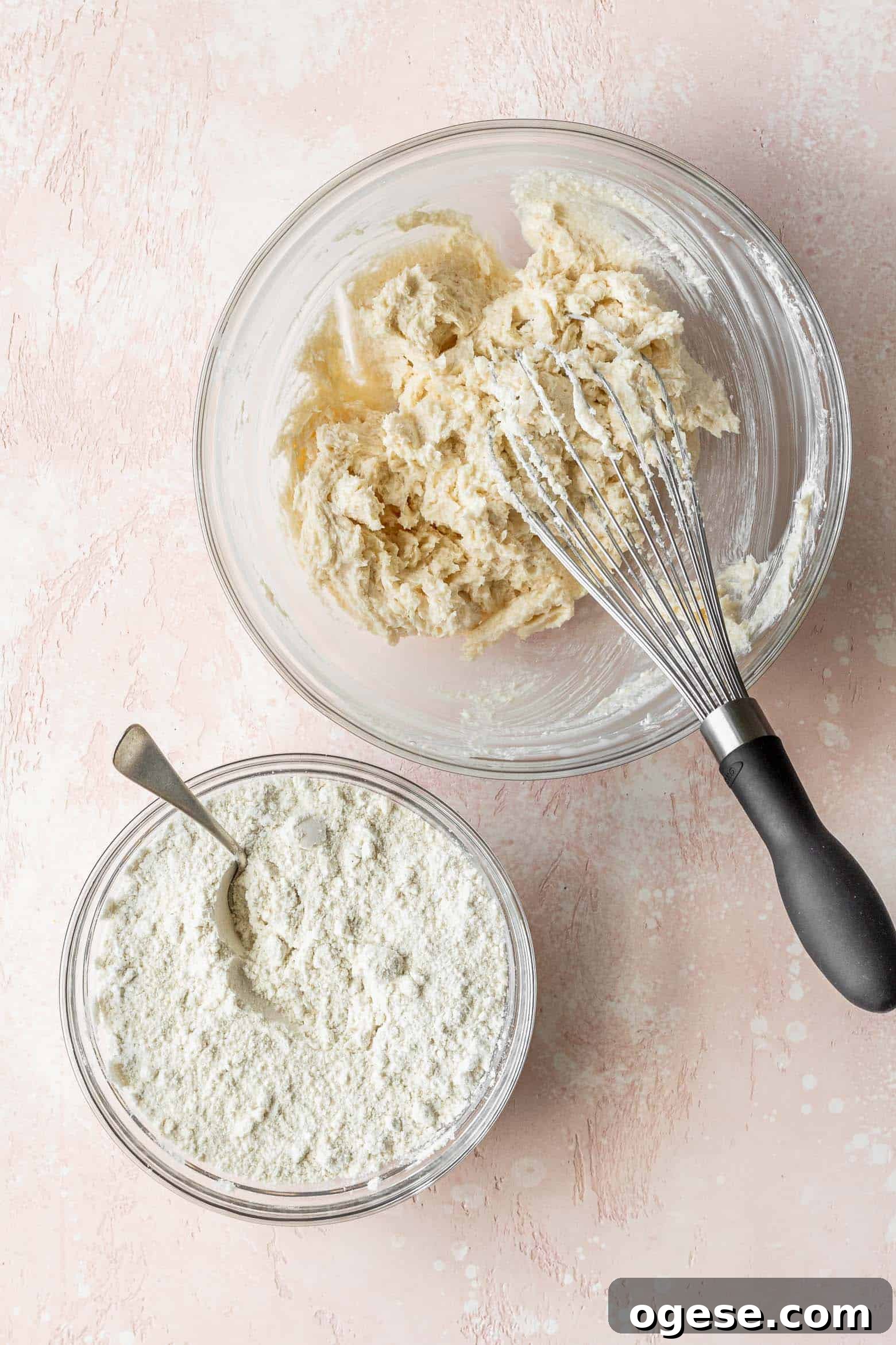 Add the dry ingredients to the creamed butter.
