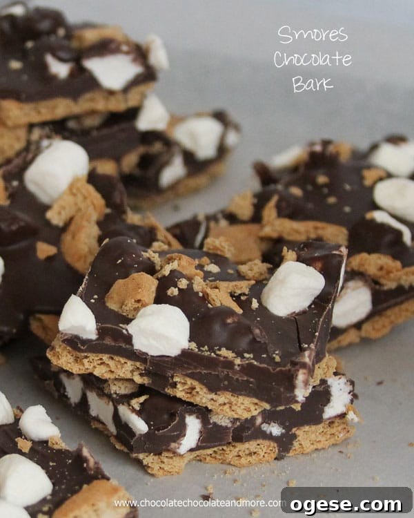 Smores Chocolate Bark Candy-Chocolate, marshmallows and graham crackers, how can you go wrong?