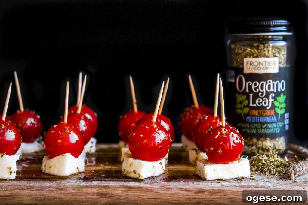 Caprese Skewers Recipe: Fresh Tomato, Mozzarella & Basil Bites 2 There's a new Caprese on the block! Olive oil infused with garlic and oregano, and drizzled over fresh mozzarella and tomatoes for the ultimate crowd pleaser!