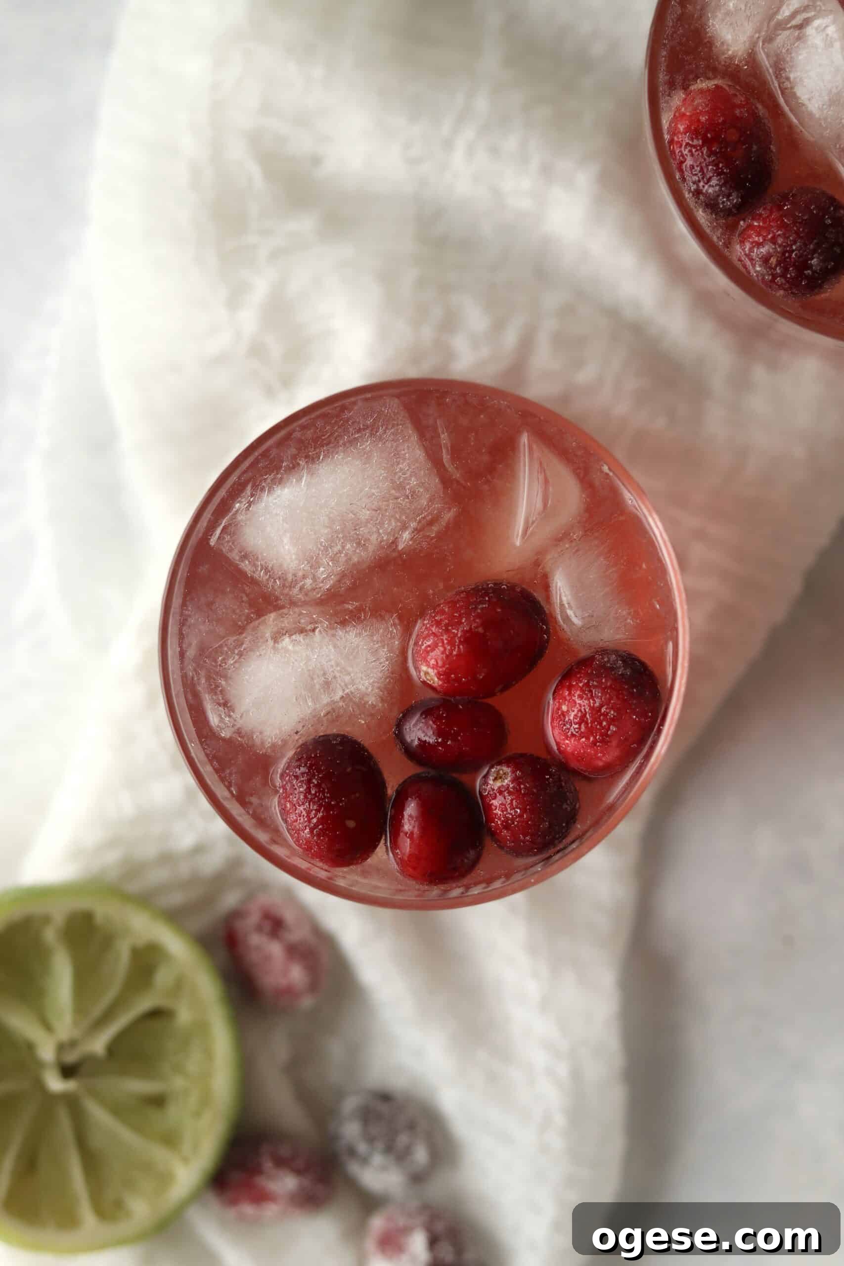 cranberry gin cocktail with a lime