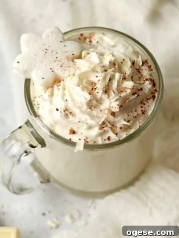 Copycat Starbucks White Chocolate in a glass mug.