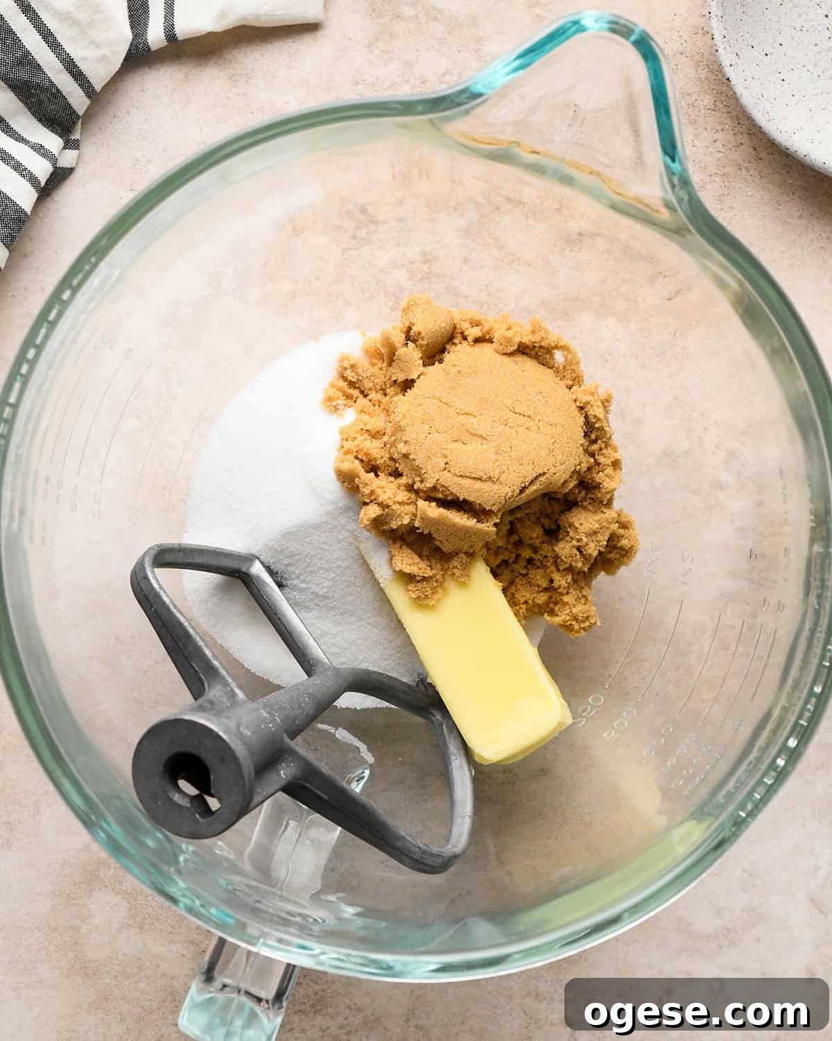 Salted Pretzel Chocolate Chip Cookies: Sweet Meets Crunch 9 making pretzel cookies - butter, white sugar and brown sugar in a mixer before beating