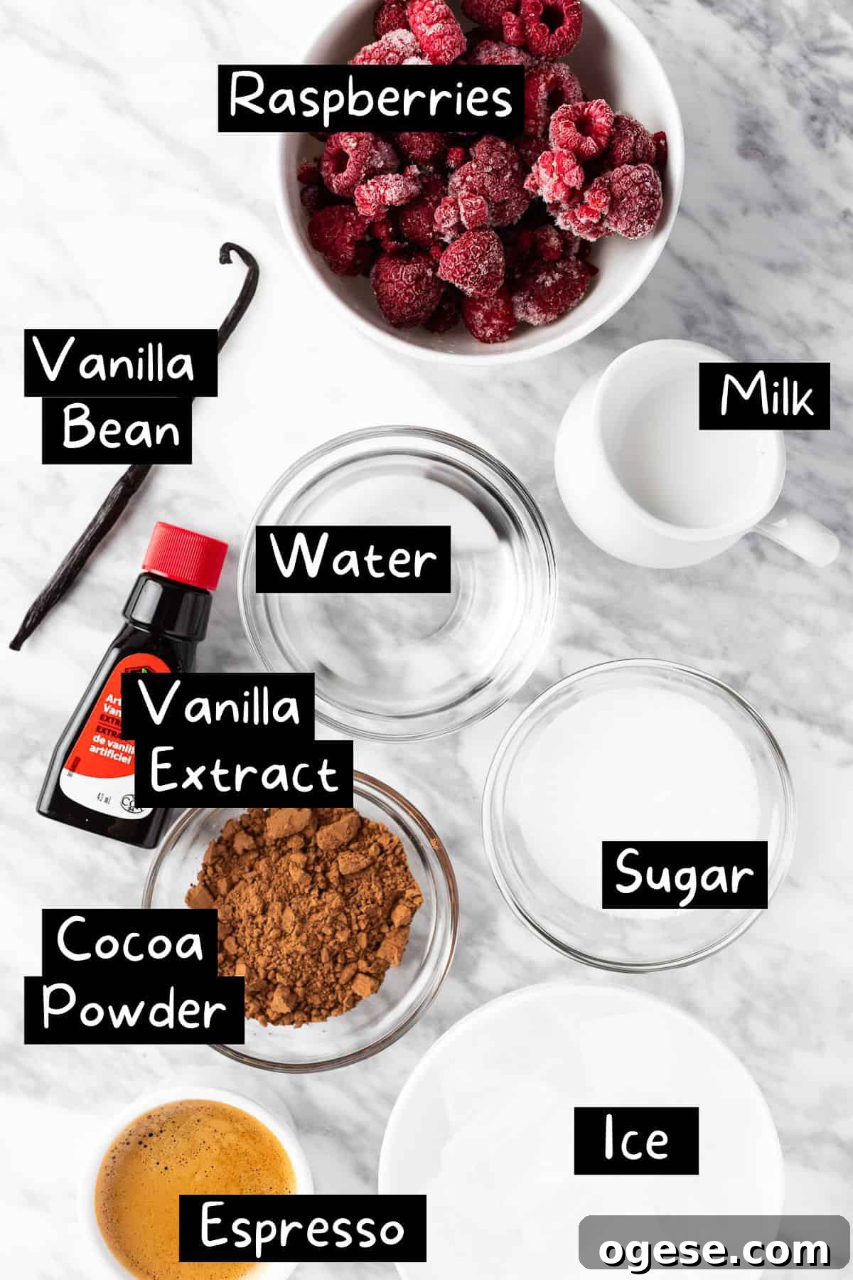 Red Velvet Frappuccino Recipe: Creamy Iced Dessert Drink 3 The ingredients needed to make the Starbucks red velvet drink.