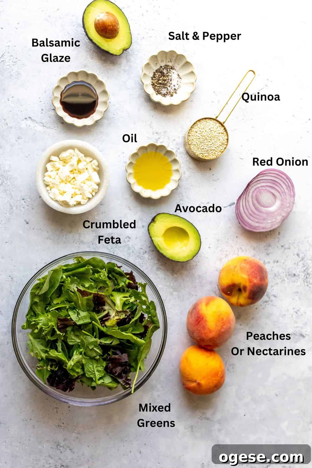 Ingredients to make this dish on a grey counter in small bowls.