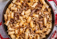 Creamy Philly Cheesesteak Pasta with Peppers & Onions