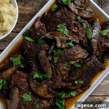 Cooked sliced roast on platter