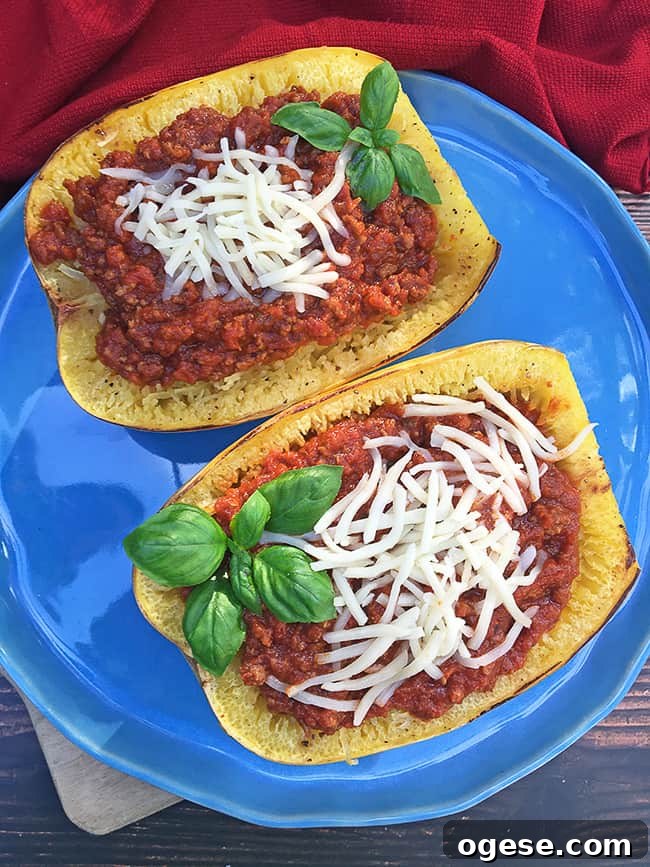 Cheesy Stuffed Spaghetti Squash with Herbs and Parmesan 18 squash stuffed with meat sauce