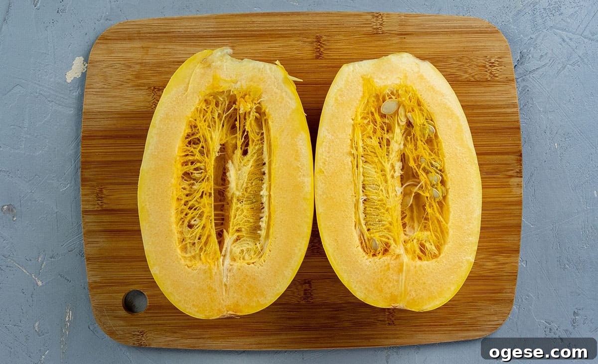 Cheesy Stuffed Spaghetti Squash with Herbs and Parmesan 6 Spaghetti squash cut in half lenghwise.