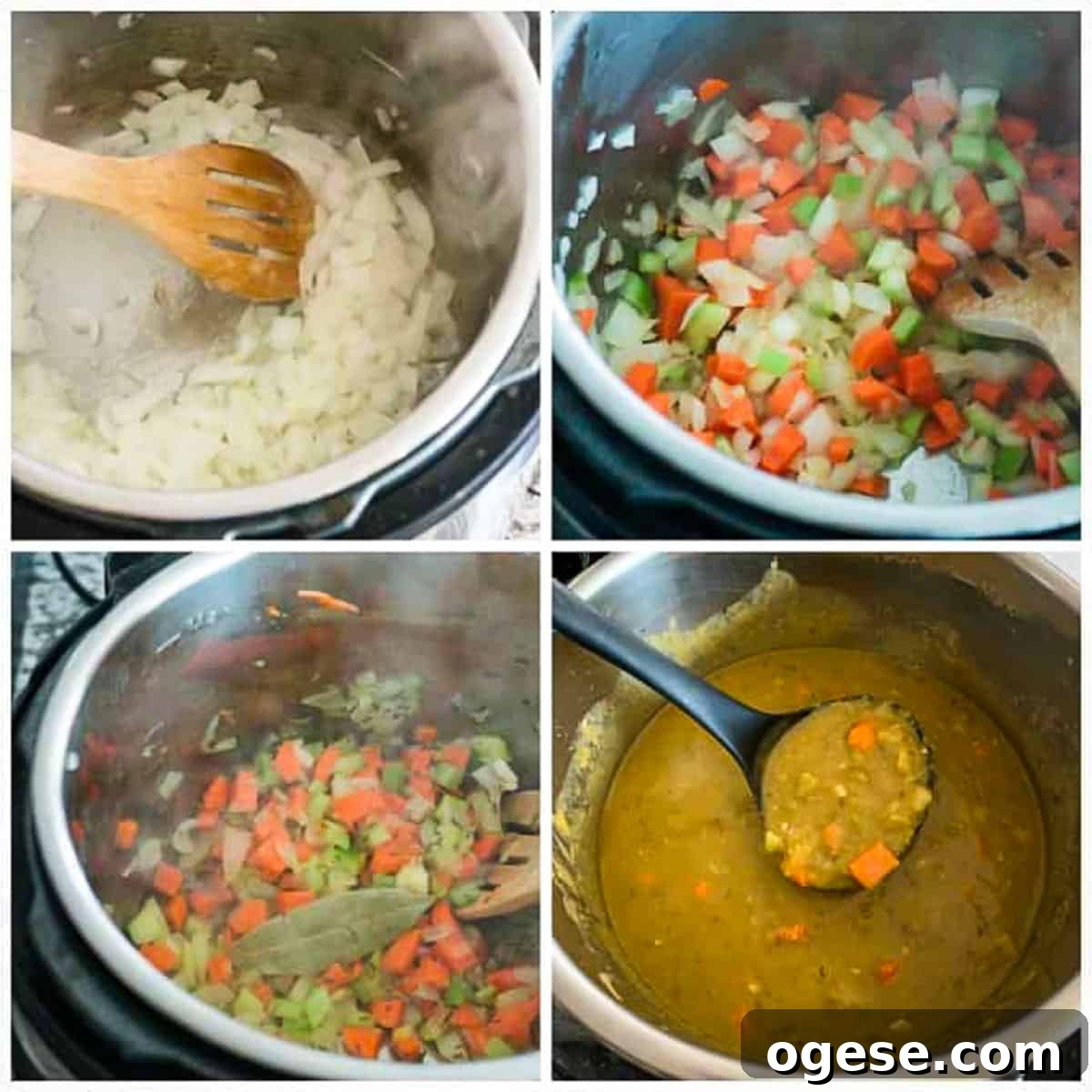Instant Pot Vegan Split Pea Soup with Smoky Flavor 4 Instructional steps on how to make the recipe.
