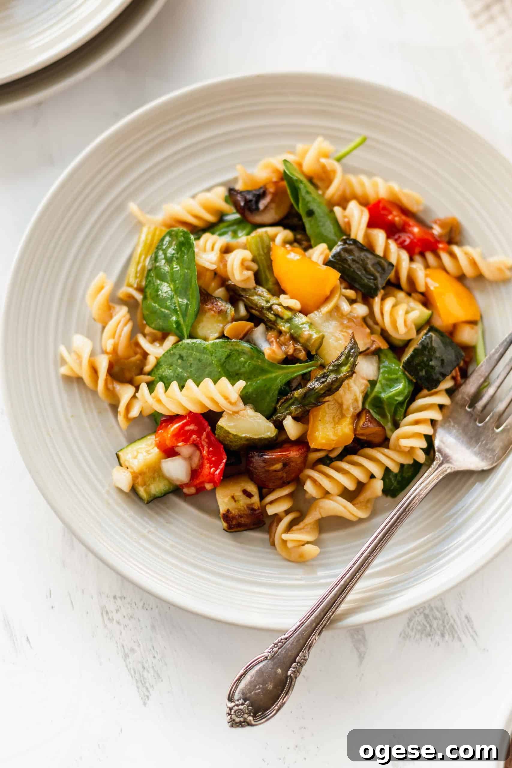 Mediterranean Vegan Pasta Salad with Lemon Herb Dressing 6 A plate of gluten-free pasta salad