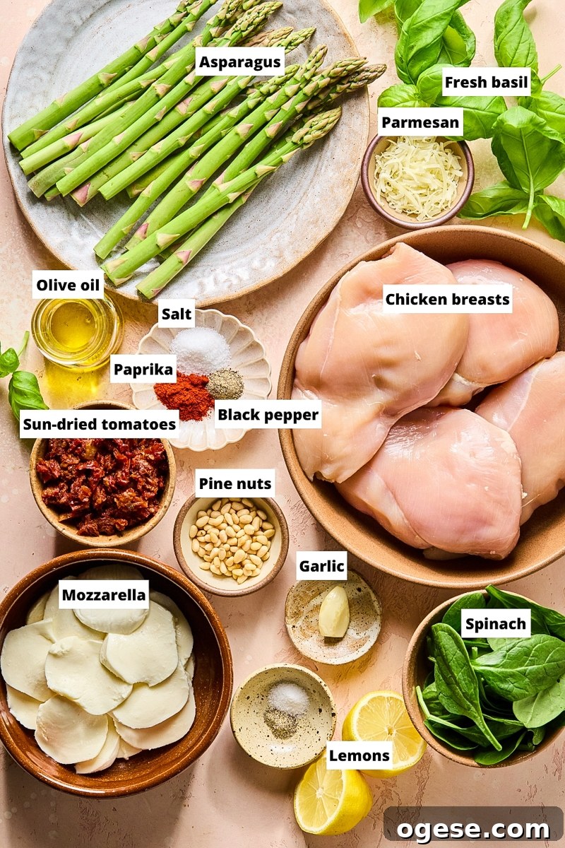 Ingredient used to make asparagus stuffed chicken with pesto