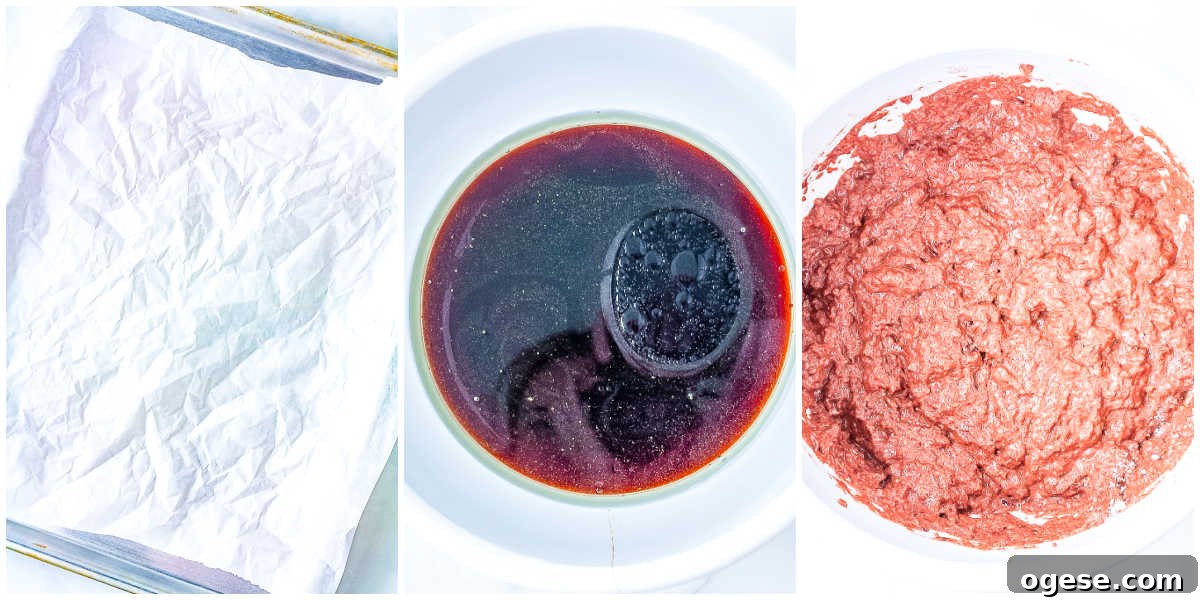 Step by step process photos showing parchment lined baking sheets, molasses and honey mixture, and homemade Outback bread dough mixed in a bowl.