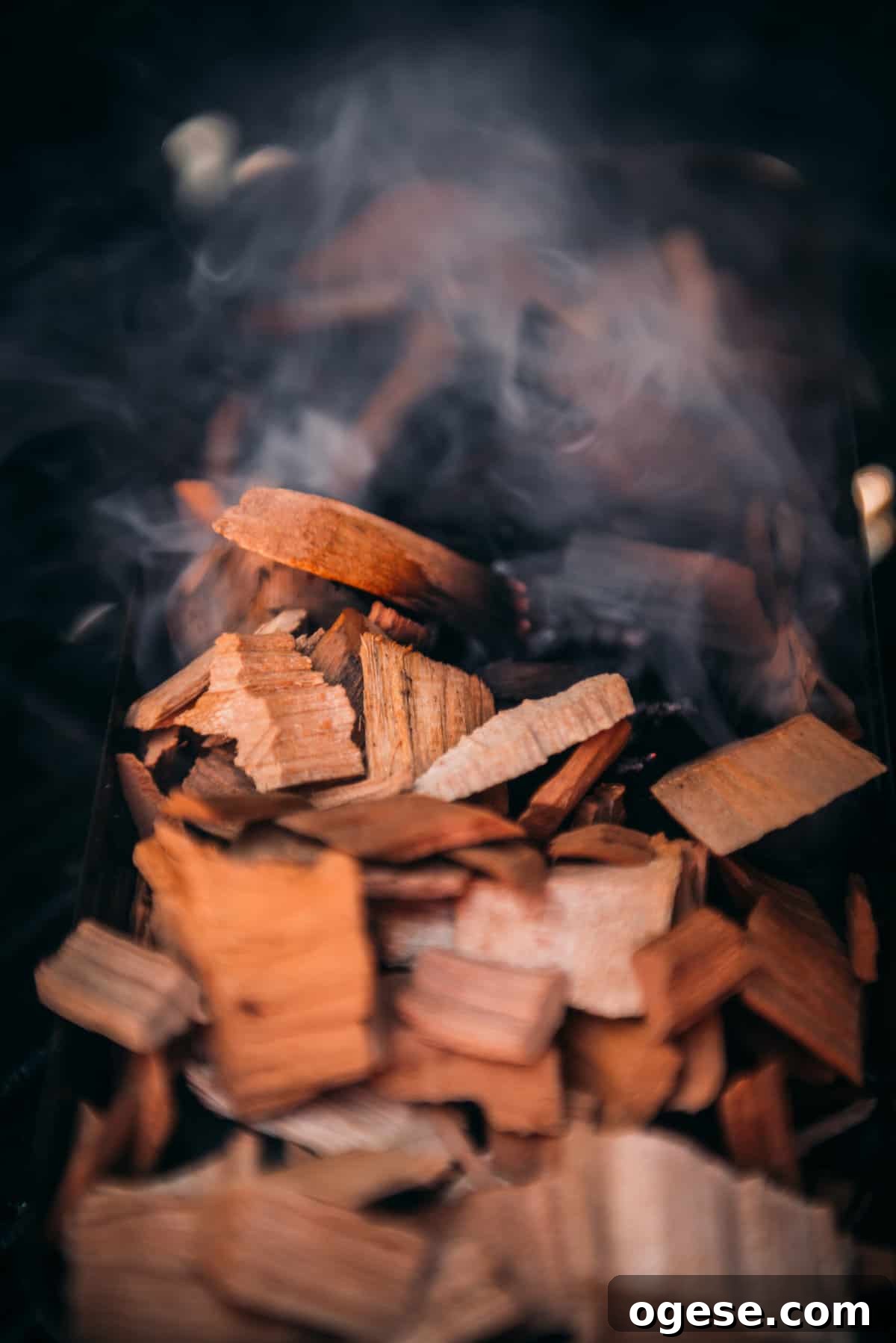 Wood chips just starting to smoke. 