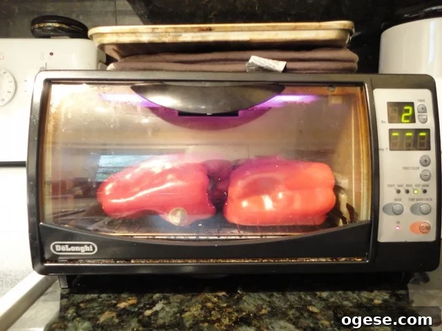 Roasting Red Bell Peppers in the Toaster Oven
