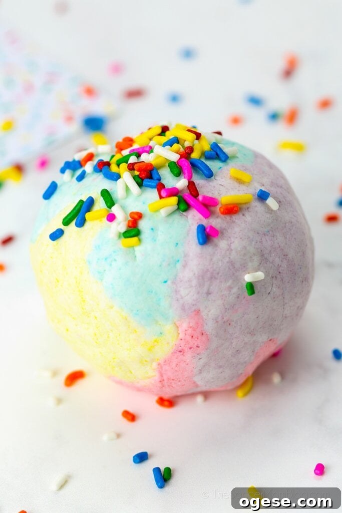 Edible Birthday Cake Playdough Recipe Kids Will Love 9 ball of rainbow play dough with sprinkles