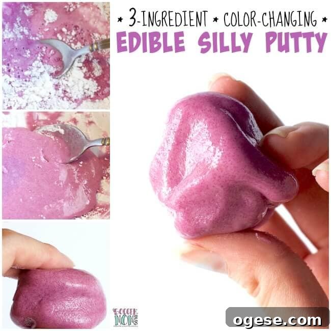 Edible Birthday Cake Playdough Recipe Kids Will Love 12 Easy, non-toxic, & only 3 ingredients! This recipe for edible silly putty changes colors while you mix it!