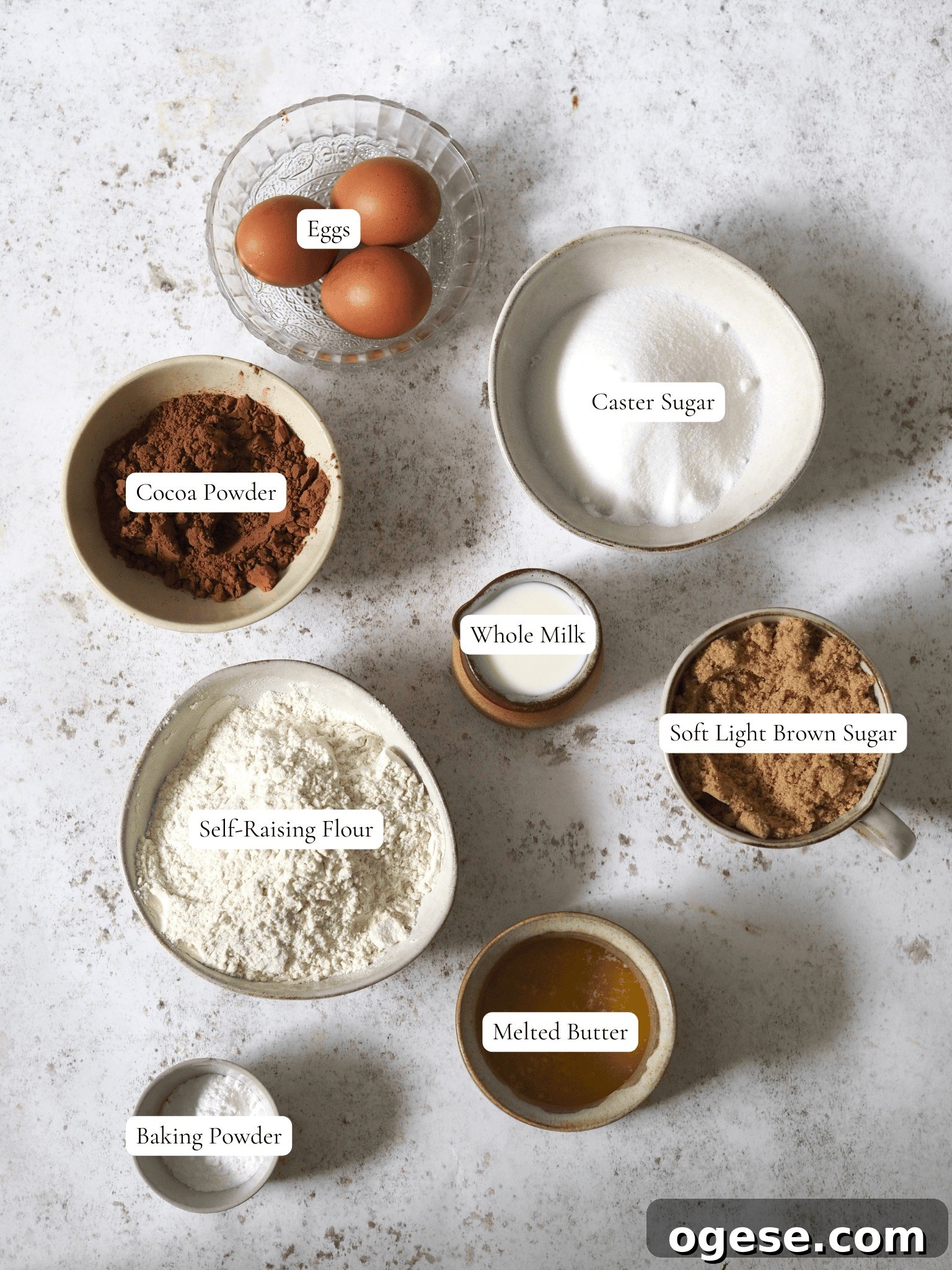 ingredients for self saucing chocolate pudding